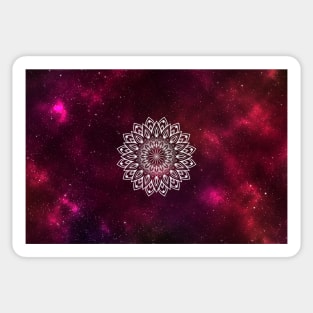 Mandala On Nebula Red Galaxy Design Sticker